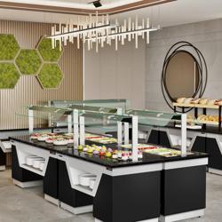Buffet gekoeld BELFAST - 2000mm - met gekoelde kuip & zwenkwielen - voor 5x GN 1/1 - zwart