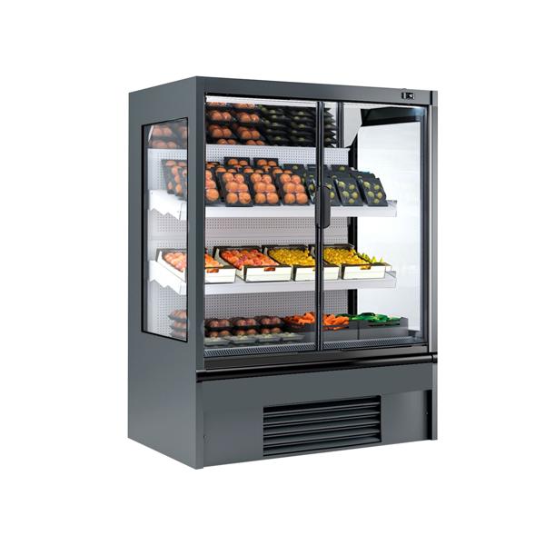 Murale Refrigerato Professionale - 1330mm - 370l - +4°/+6°C - con 1 porta a battente in vetrocamera & 2 ripiani - Antracite (RAL7016)