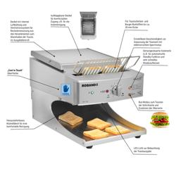 ROBAND | Commercial Conveyor Toaster – 500 slices/hour - 2.99 kW