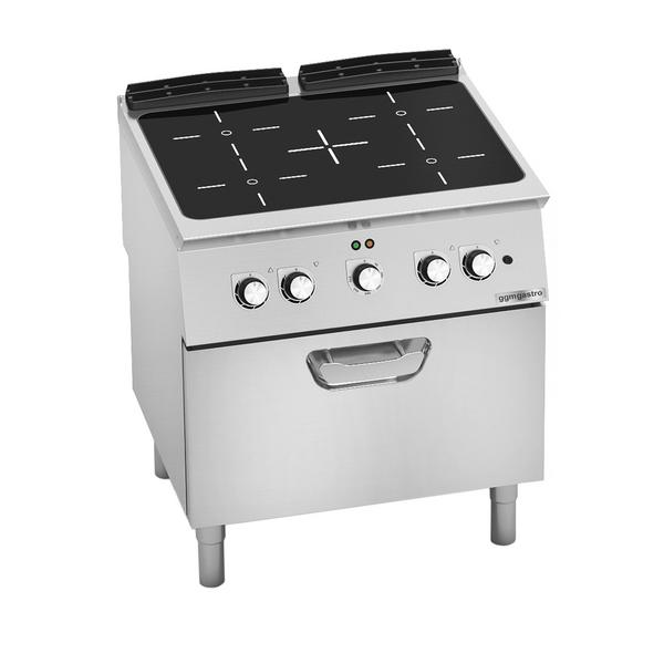 Mașină de gătit / Aragaz vitroceramică profesională - seria 700 - 800x730x(H)900 mm - 12,8 kW - 4 zone - incl. cuptor electric cu convecție - 4,7 kW (GN 1/1)