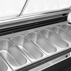 Ice Cream Serve Over Counter | THEO - 1771mm - Ventilated cooling - with LED lighting - for 9 x 5 litres Napoli pans - Black