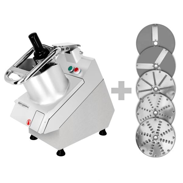 Mașină de tăiat legume electrică / feliator legume profesional - 750 W - Ø 170 mm orificiu de alimentare - incl. 5 discuri de tăiere / răzuire