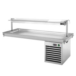 Mesa refrigerada de encastre - 1785mm - +2 a +8°C - 5x GN 1/1 - 700W - com protecção de salpicos em vidro