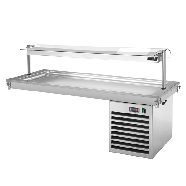 Bandeja enfriadora emportable -1,8m - +2 ~ +8 °C - 5x GN 1/1 -- con protección de vidrio