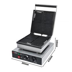 Aparat Gofre / Vafe Profesional - Simplu - Manual - 1,75 kW - Formă: 2 vafe belgiene Bruxelles 3x5 - Tavă aparat vafe teflonată