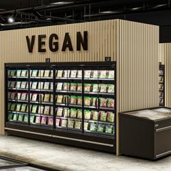 (2 adet) Süpermarket Duvar Tipi Soğuk Teşhir Reyonu - 3750mm - 4 Menteşeli cam kapı & 5 Raf - Siyah