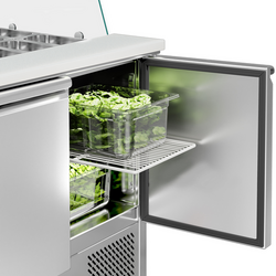 Saladette ECO - 900mm - 2 deuren - met hoge glazen opzetstuk voor 2x GN 1/1 & 3x GN 1/6