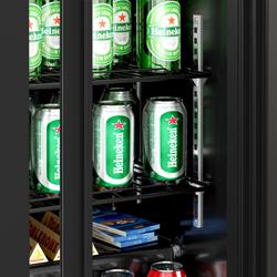 Barkühlschrank - 900mm - 220 Liter - 2 Glasschiebetüren  - Außen & Innen Schwarz - Für UK