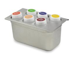 Zásobník na láhve - nerezová ocel - GN 1/3 - pro GN 1/3, Ø 68 mm otvory - pro 6 lahví - pro FFO-003, 592 ml