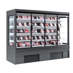 Vitrina mural refrigerada - 2580x685x2000mm - 910L - con 4 puertas batientes de doble acristalamiento y 4 estantes - Antracita (RAL-7016)