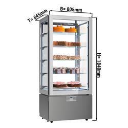 Commercial cake display fridge - 457L - 805mm - Double glazing - square - with 5 glass shelves - 1 glass door