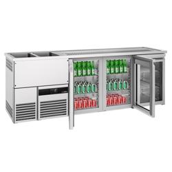 Barkoelkast PREMIUM - 2500x700mm - 3 glazen deuren