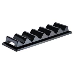 Suport gustări - cu 6 nivele, mâner decupat & canelură pentru colectarea lichidelor - polistiren - negru