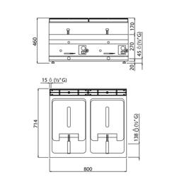 Dubbele gasfriteuse - 10+10 liter - 13,8 kW - mechanische bediening - met aftapkraan