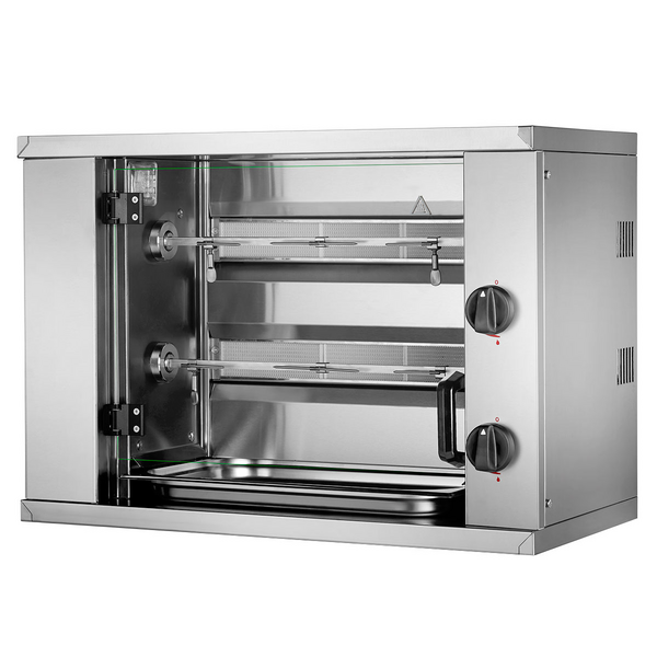 Mini kippengrill op gas - 4,4 kW - met 2 spiesen voor maximaal 6 kippen