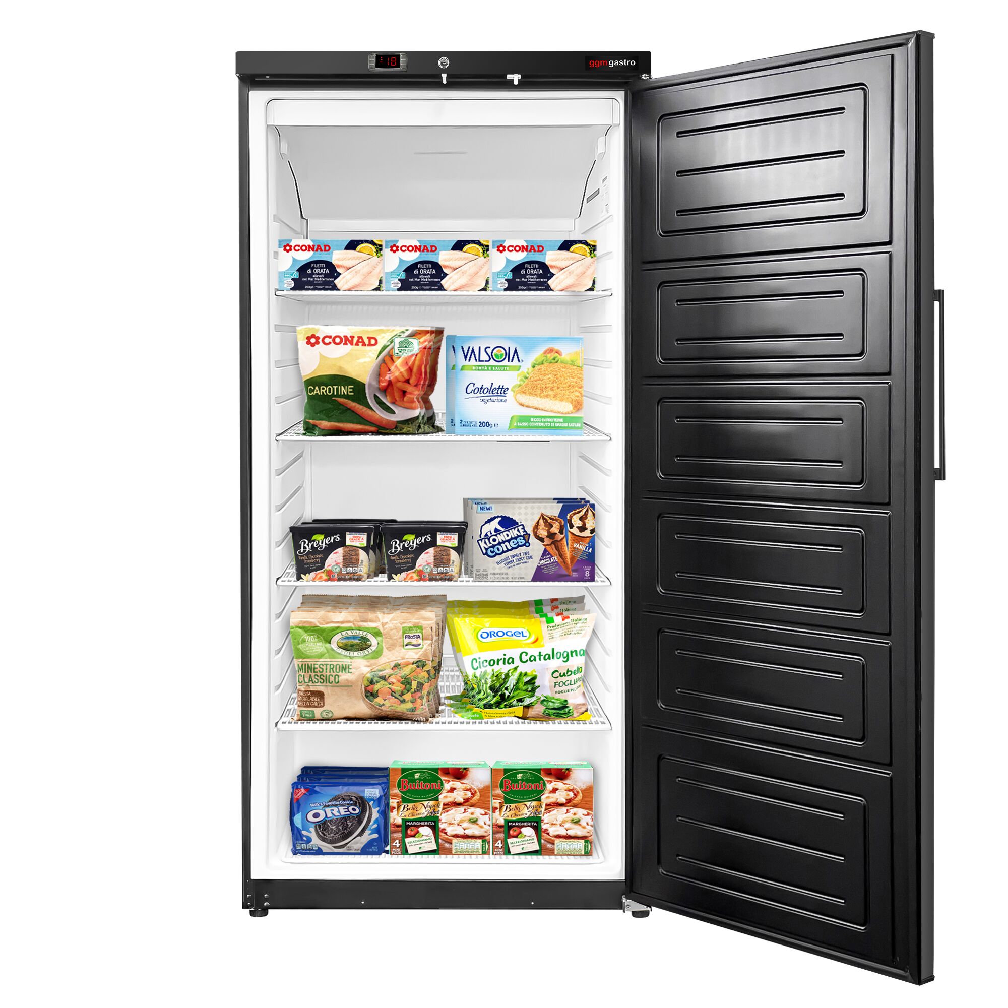 Congélateur de stockage ECO – 600 litres – avec 1 porte – intérieur de la porte en plastique – Noir