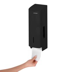 AIR-WOLF | Distributore di carta igienica -per 3 rotoli domestici - Acciaio inox - nero opaco