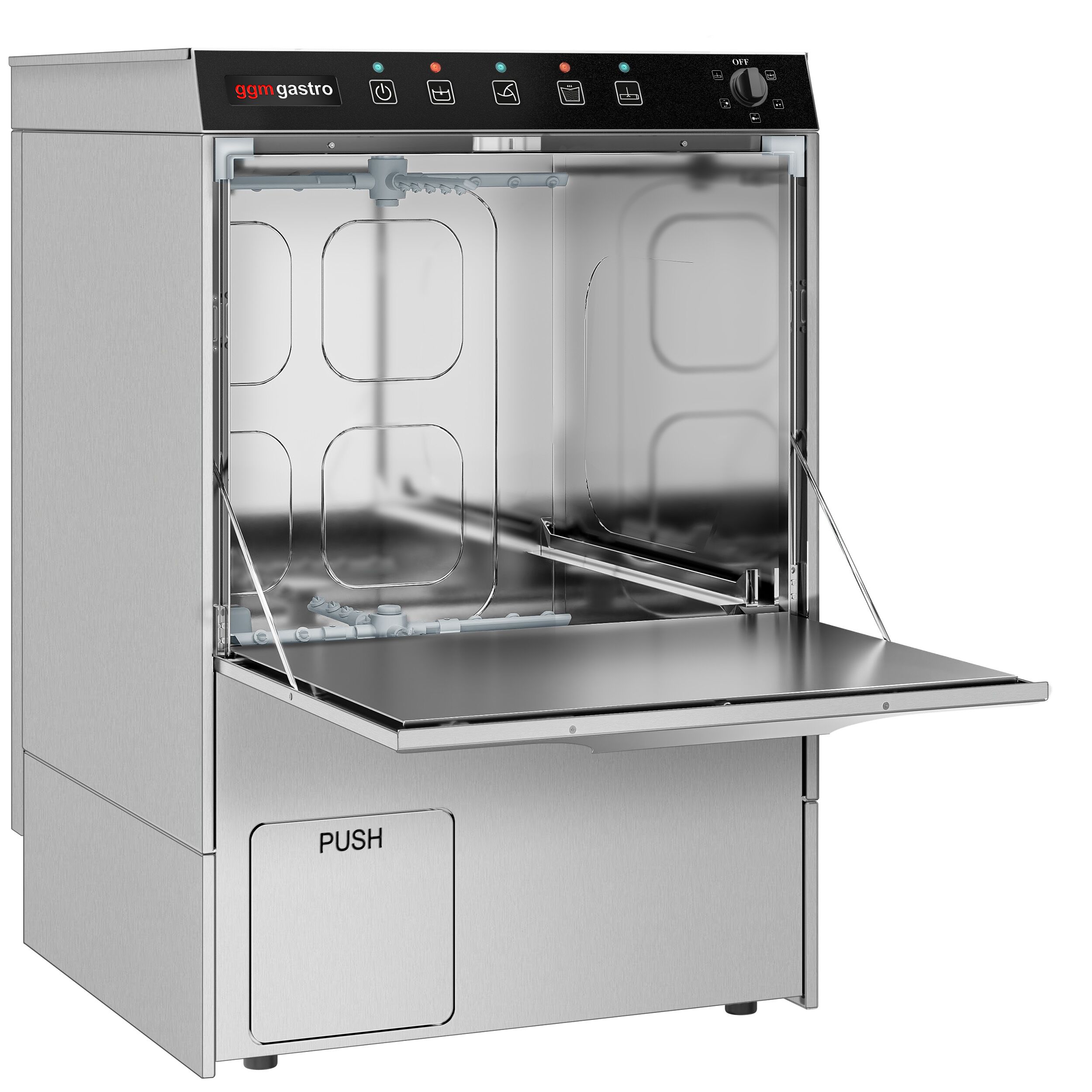 Lave-verres professionnel - Mécanique - 5kW - avec pompes à détergent, de liquide de rinçage et de vidange