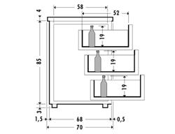 Bloco de gavetas para balcão frigorífico para cerveja - aço inoxidável - 560x612.8x805mm - para séries BA, BRA e BLA - 3 gavetas; adequado para garrafas de 190mm