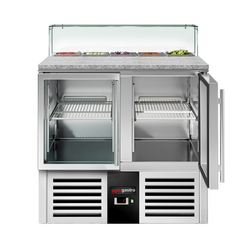 Saladette PREMIUM - 900mm - 2 glazen deuren - met glazen opzetstuk voor 5x GN 1/6