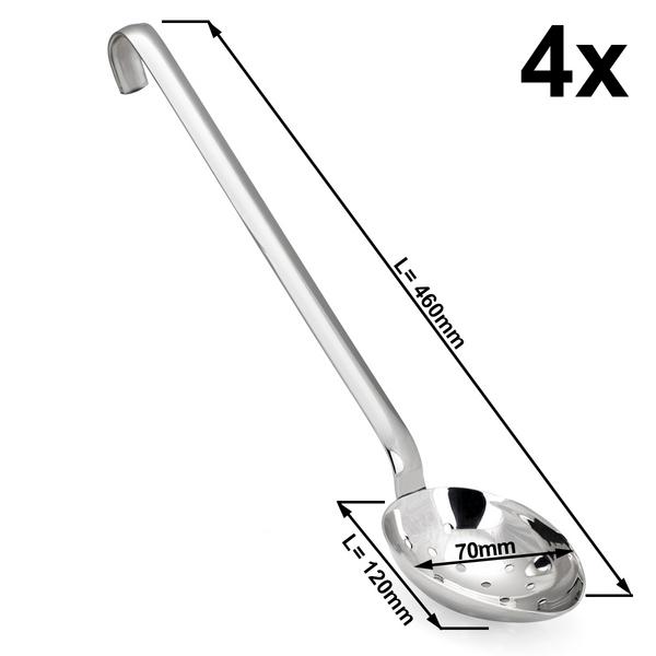 (4 bucăți) Linguri de servit - Ø 70 mm - Lungime: 460 mm - adânci și perforate