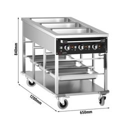 Bain-marie wagen - 3 kW - 3x GN 1/1 - temperatuur per bad afzonderlijk regelbaar