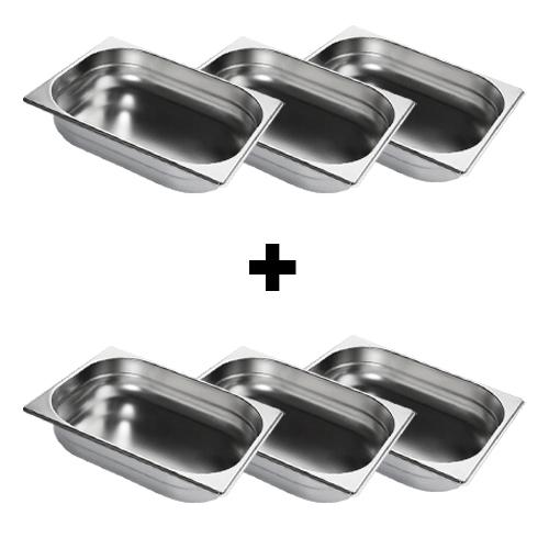 (6 pièces) Bac GN 1/2 en inox – Hauteur : 65 mm