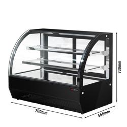 Tabletop refrigerated display case - 105 Litres - 700mm -  with 2 glass shelves - round - black