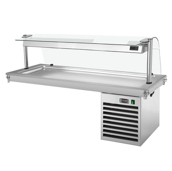 Bandeja enfriadora emportable - 1,8m - +2 ~ +8 °C - 5x GN 1/1- con protección de vidrio