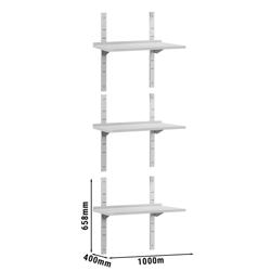 Étagère murale ECO en inox - 1000 × 400 mm - avec 3 étages