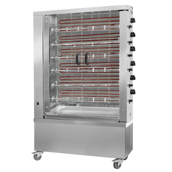 Commercial Electric Chicken Rotisserie Oven – 6-Spit - 36 Chickens - 28.8 kW - Mobile Stand