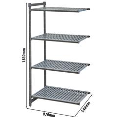 CAMBRO | Camshelving® Commercial Basics Plus Add-On Shelving Unit - 4 Slotted Shelves - 870×540 mm - Graphite Grey
