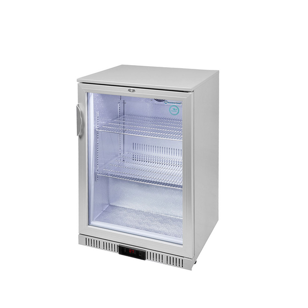 GASTRO-COOL | Frigorífico de bar - 600mm - 128 litros - com 1 porta de vidro - prateado