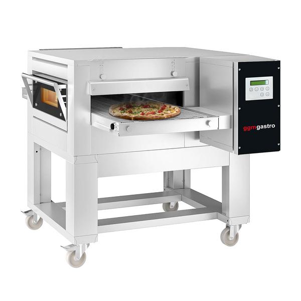 Gazlı Konveyörlü Pizza Fırını - 1260x1750mm - 230V - Dijital - Bant genişliği: 500mm - 60 pizza/saat - maks. 320°C - dâhil: Alt Çerçeve & Tekerlekler & Sıvı ve Doğal Gaz Memeleri