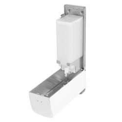 AIR-WOLF | Distributeur de savon et de désinfectant avec bouton-poussoir - 1200ml - inox - Blanc