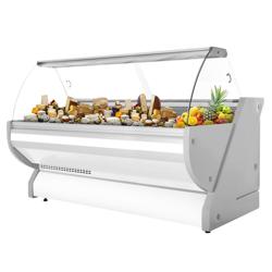 Soğuk Teşhir Dolabı - 2515x1150mm - 3 rezerv bölmeli - bombe camlı - LED aydınlatma; dijital termostat; statik soğutma - ön panel beyaz; granit tezgah