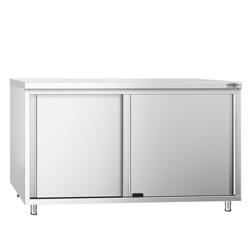 Armoire de travail en inox PREMIUM - 1400 x 700 mm - avec porte coulissante          