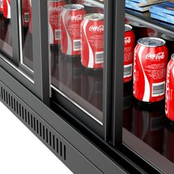 Commercial Back Bar Cooler 2 Glass Sliding Doors 220 L PREMIUM – Black - 900 mm - UK Plug G - +2 to +8 °C