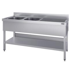 Lavello ECO - 1400x600mm - con ripiano di base e 2 vasche a sinistra