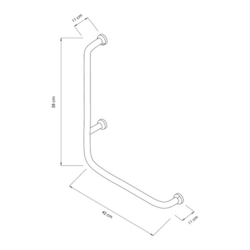 Hoekhandgreep - Roestvrij staal - Lengte: 420mm