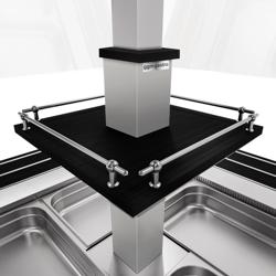 Balcão de buffet frio DUBLIN - 1700mm - com tanque frio, proteção higiénica em vidro reto; com rodízios - para 4x GN 1/1 - Preto