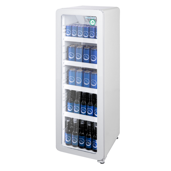 Frigorífico retro con puerta de cristal - Estrecho - 135 Litros - Blanco