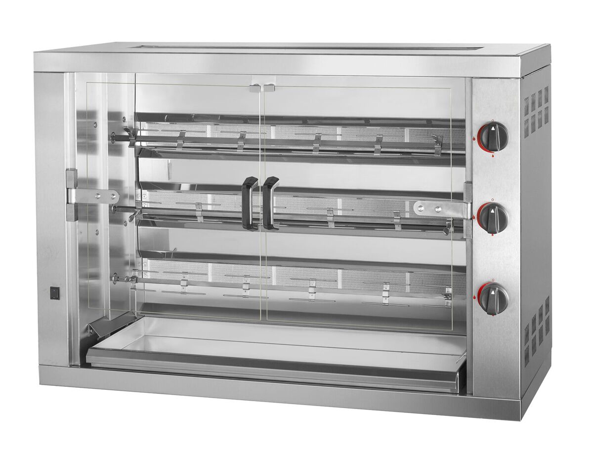 Газовый гриль для курицы  - 17,7 кВт - 3 Вертела для 18 кур.туш