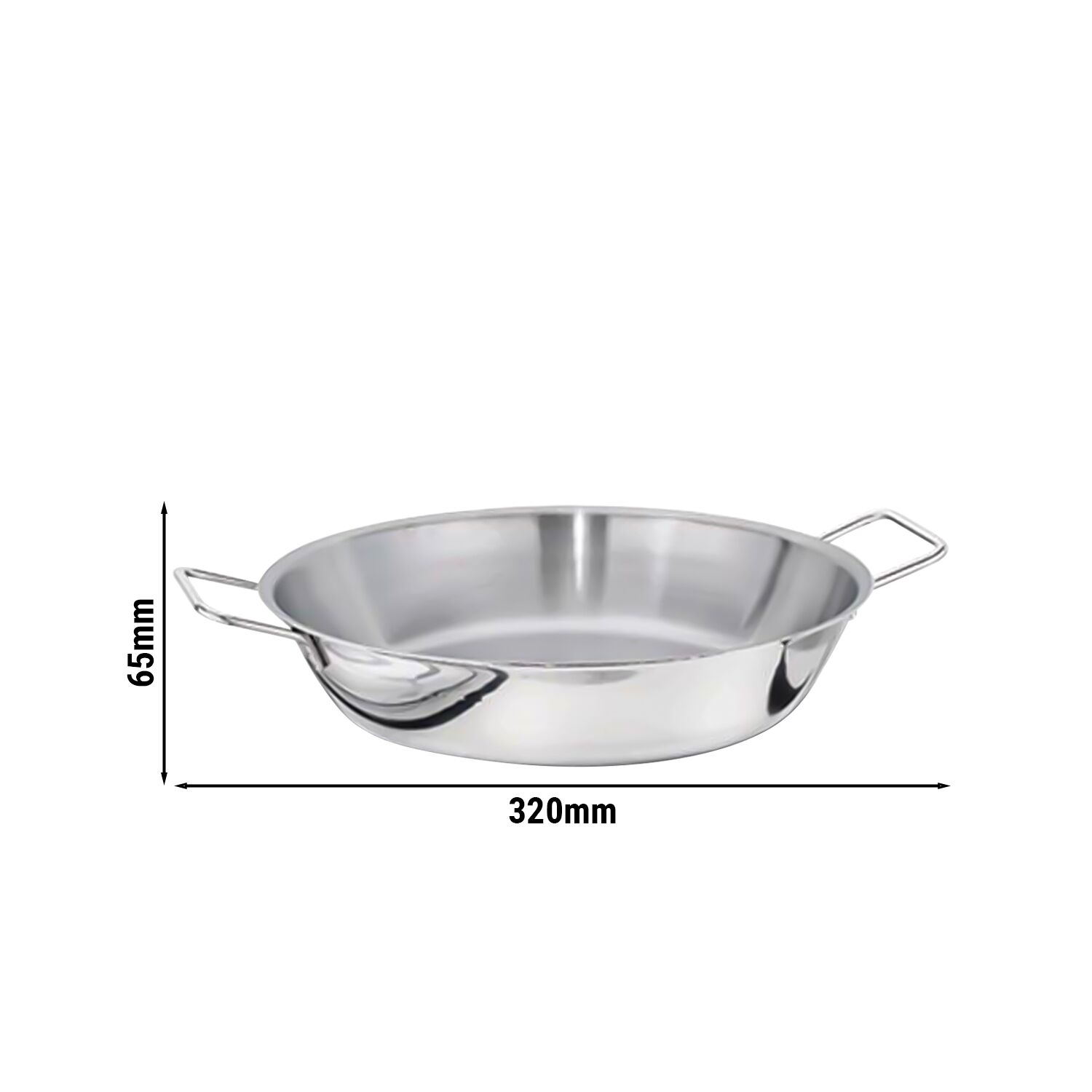 Poêle à Paella en Acier Inoxydable - Ø 320 mm - Hauteur : 65 mm - 6 L - Tous Feux Dont Induction