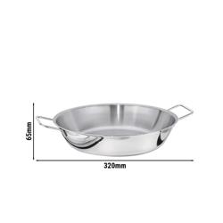 Paellapan - RVS - 6 liter - 372x342mm - hoogte: 65mm - geschikt voor alle warmtebronnen (incl. inductie)