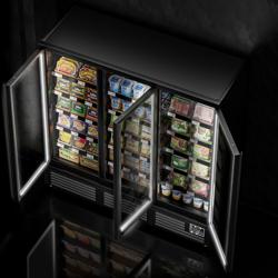 Vitrina mural refrigerada - 1890x730x2010mm - 1539L - con 3 puertas batientes de doble acristalamiento y 5 estantes - Negro