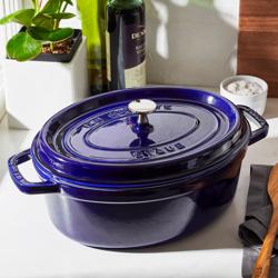 STAUB | Cocotte Oval Enamelled Cast Iron Casserole Dish – 290 mm Oval – Dark Blue