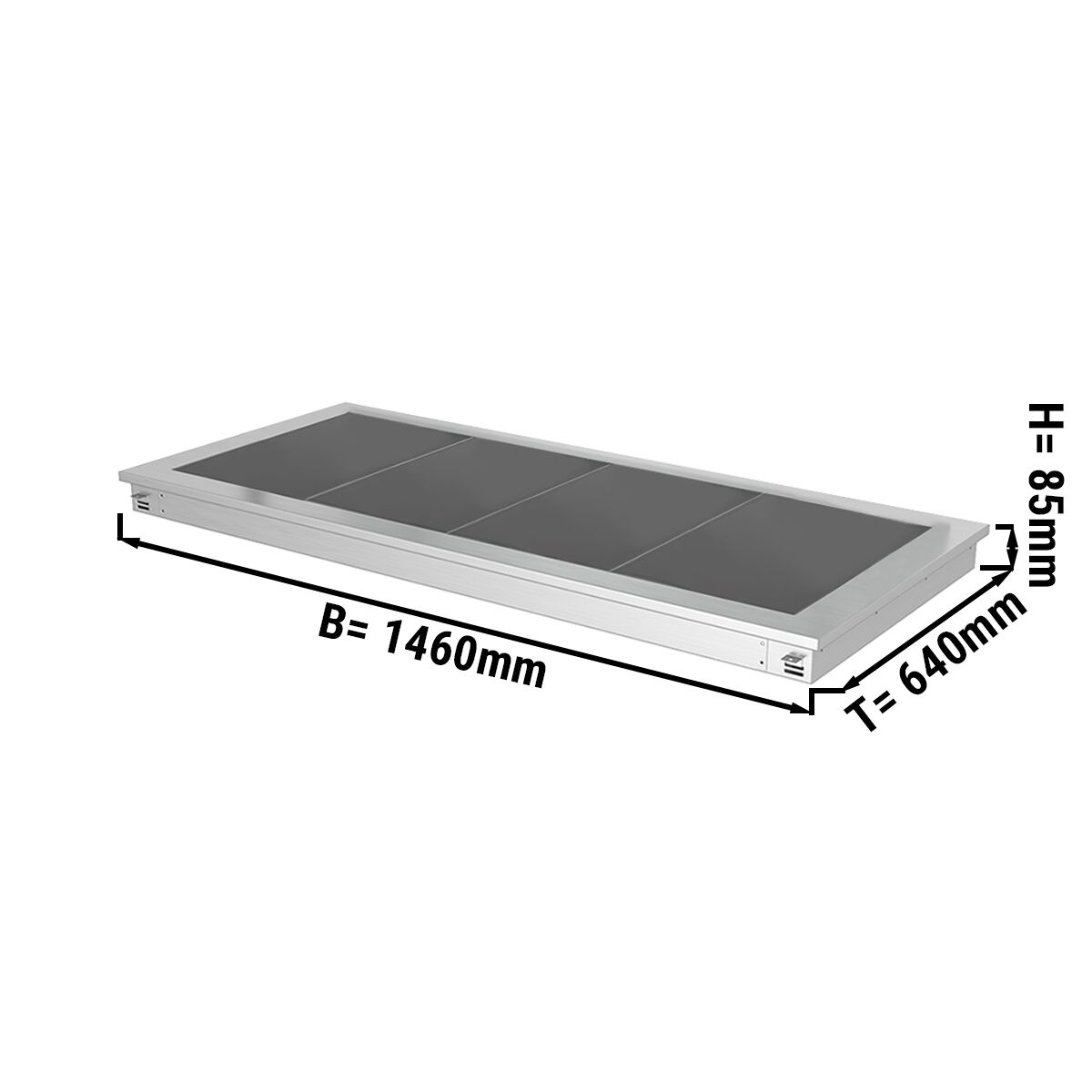 Plaque chauffante encastrable - 1500 mm - 4x GN 1/1 - 1,8 kW