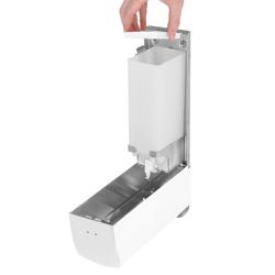 AIR-WOLF | Distributeur de savon et de désinfectant avec bouton-poussoir - 1200ml - inox - Blanc