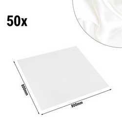 (50 komada) Stolnjak Porto od damasta - Glatki saten - 80x80 cm - Bijela boja